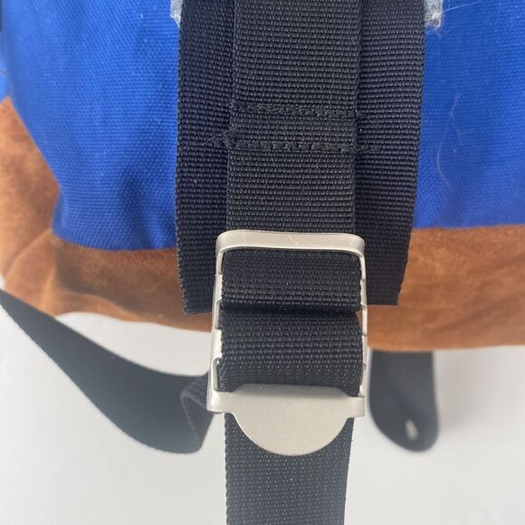 Vintage The North Face Blue Brown Backpack Suede Bottom Panel Retro Design - Picture 9 of 15